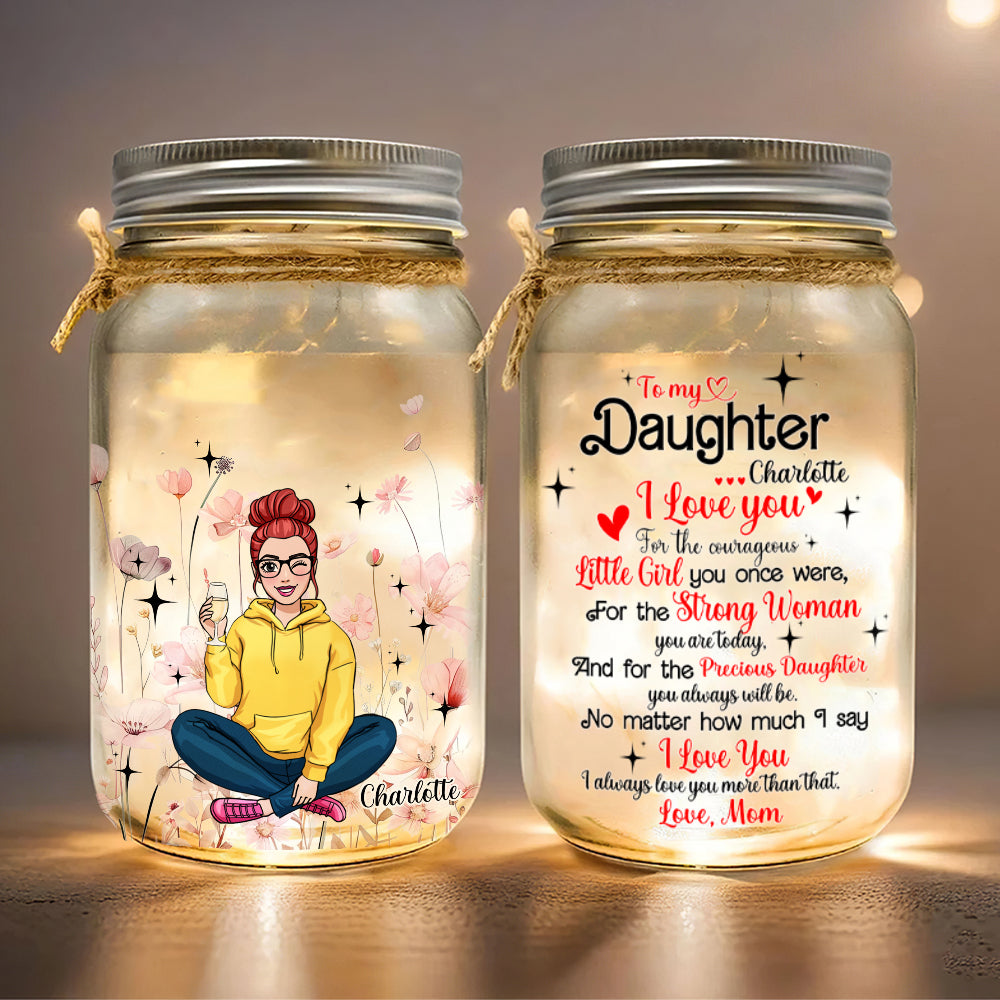 Personalized Gifts For Daughter Frosted Jar To My Daughter 03KALU020125HH - Drink Jar - GoDuckee