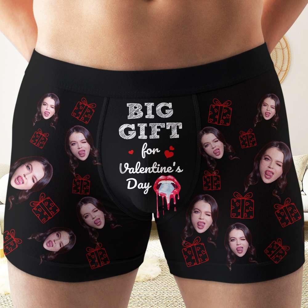 Big Gift For Valentine's Day, Personalized Photo Men's Boxer Briefs, U -  GoDuckee
