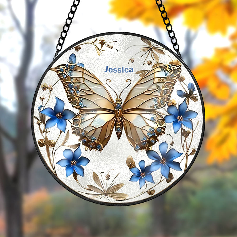 Personalized Butterfly Stained Glass Ornament 27acqn240824 - Ornament - GoDuckee