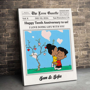 Personalized Gifts For Couples Canvas Happy Anniversary Newspaper 01TGMH191224HG - Poster & Canvas - GoDuckee