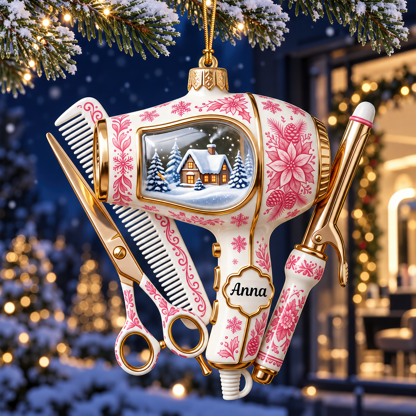 Toile De Jouy Christmas Ornament - Personalized Gifts For Hairstylist 01pgqn121026 - Ornament - GoDuckee