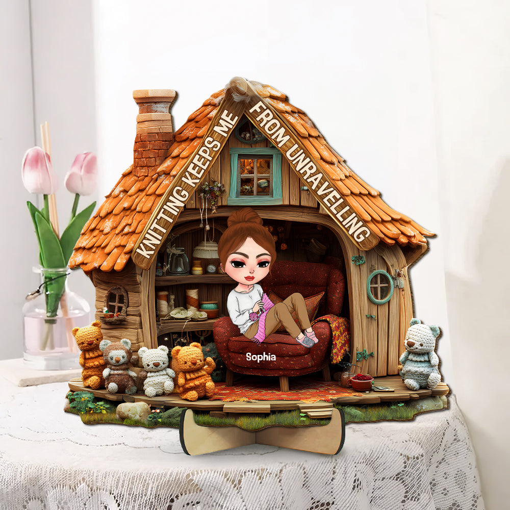 Personalized Gifts For Knitting Lovers Wood Sign, Knitting Keeps Me From Unravelling 02tgtn170325hh - Wood Sign - GoDuckee