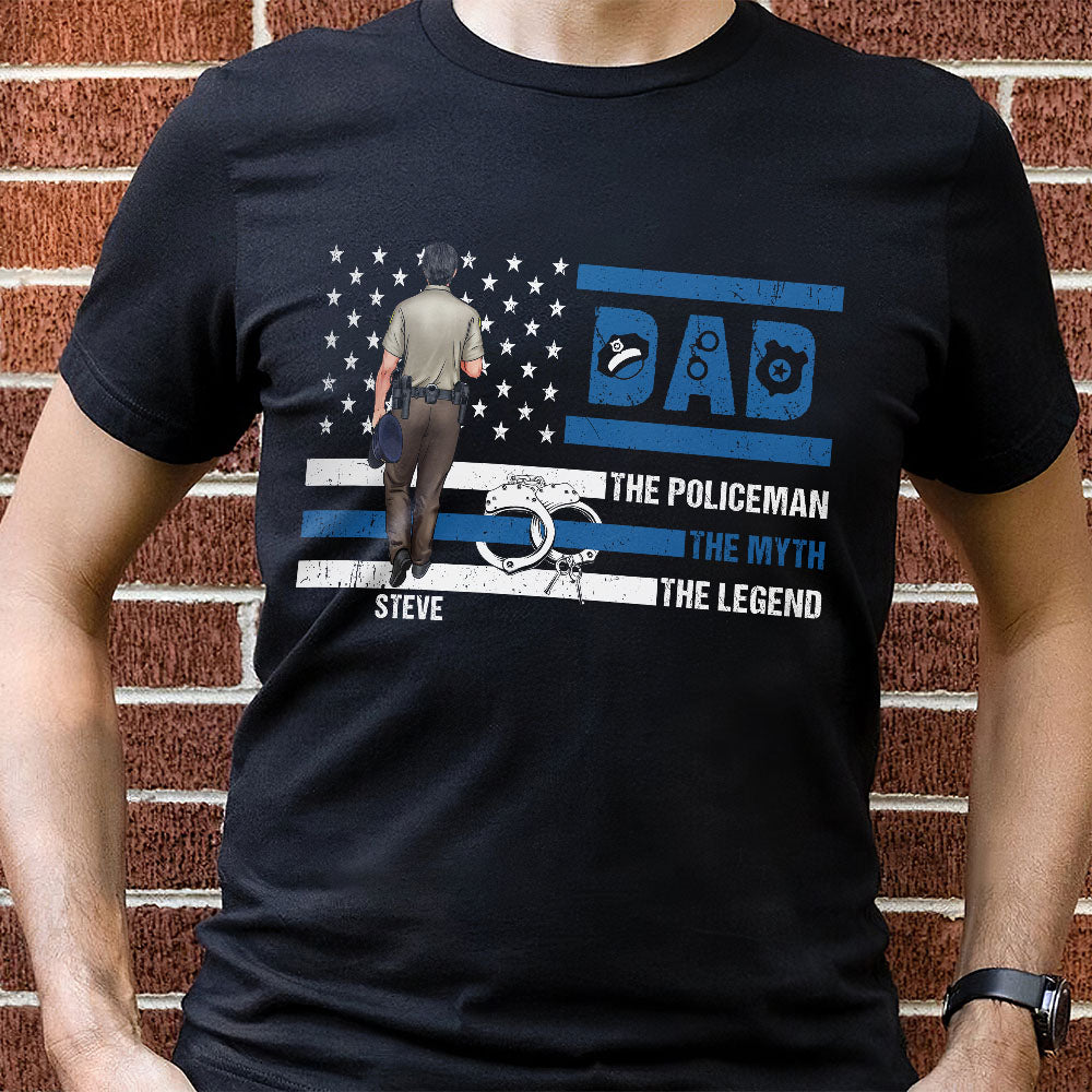 Dad Policeman The Myth The Legend Personalized Shirt, Gift For Police Dad - Shirts - GoDuckee