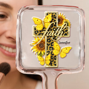 Faith Cross Handheld Mirror - Personalized Gifts For Christians 03HUDT051225 - Mirror - GoDuckee