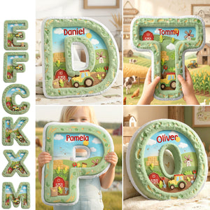 Farm Tractor Initial Letter Custom Shaped Pillow - Personalized Gifts For Kids 05kimg111225 - Pillow - GoDuckee