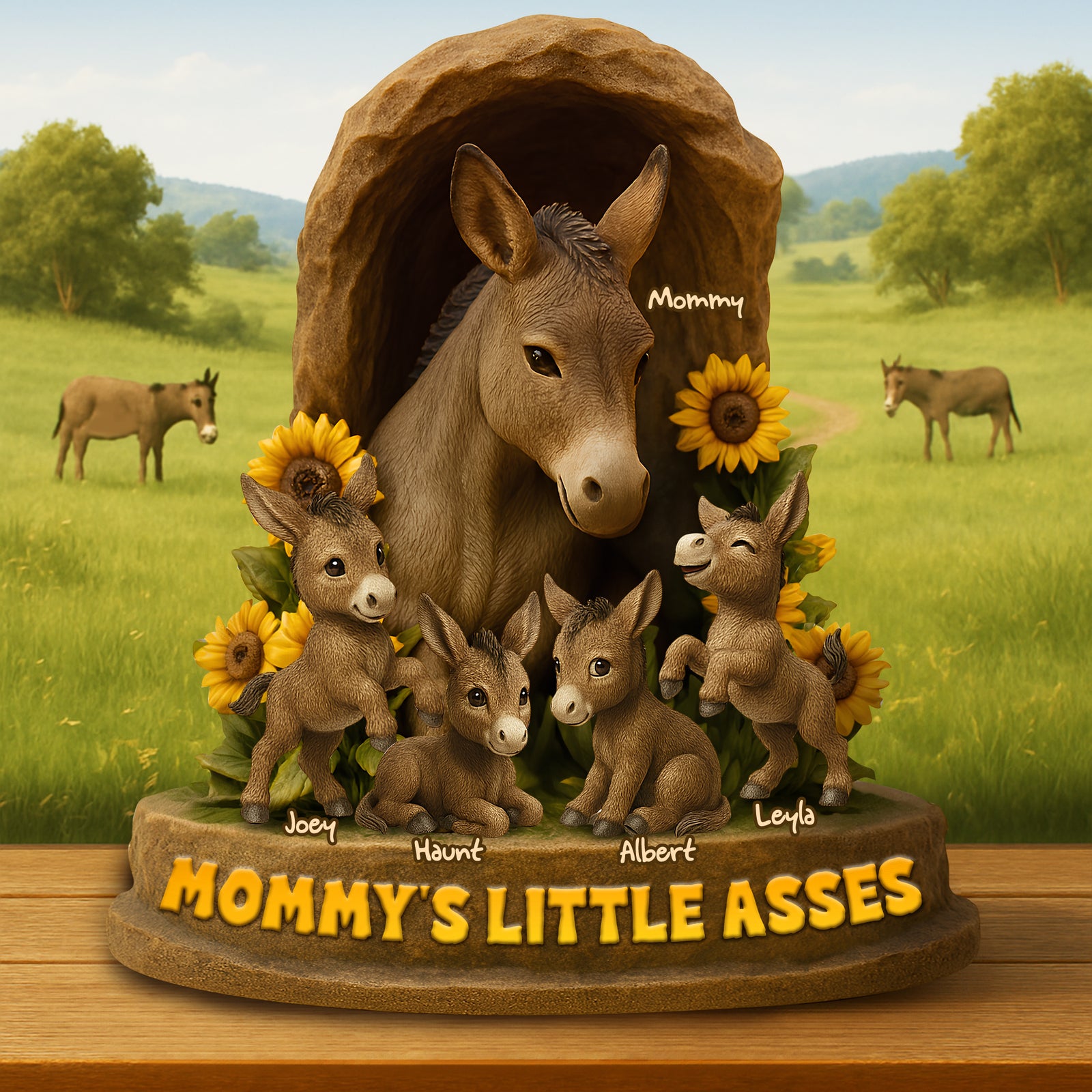 Personalized Gift For Mom Donkey Acrylic Plaque- Mama & Her Little Asses 04NALU140425 - Shaped Plaques - GoDuckee