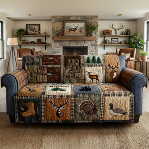 Hunting Collage Quilted Sofa Cover - Personalized Gifts For Hunters 04qhlu240126 - Sofa Cover - GoDuckee