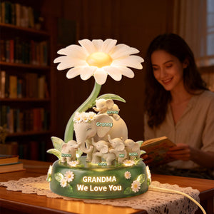 Elephant Mom Acrylic Light Box - Personalized Gifts For Mother and Grandma 03namg260226 - Light Box - GoDuckee