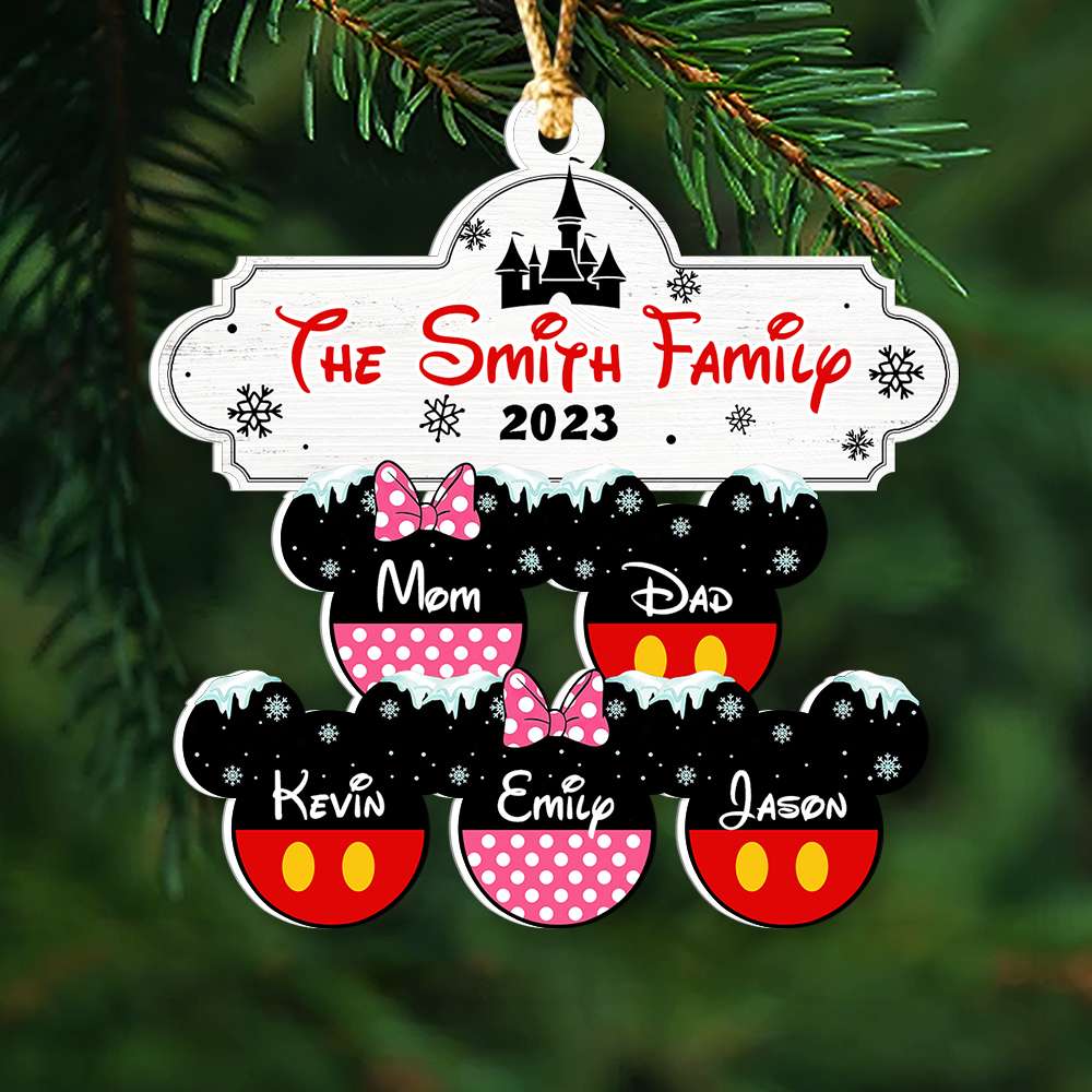 Gift For Family, Personalized Acrylic Ornament, Mouse Kids Ornament, Christmas Gift 02ACDT251023 - Ornament - GoDuckee