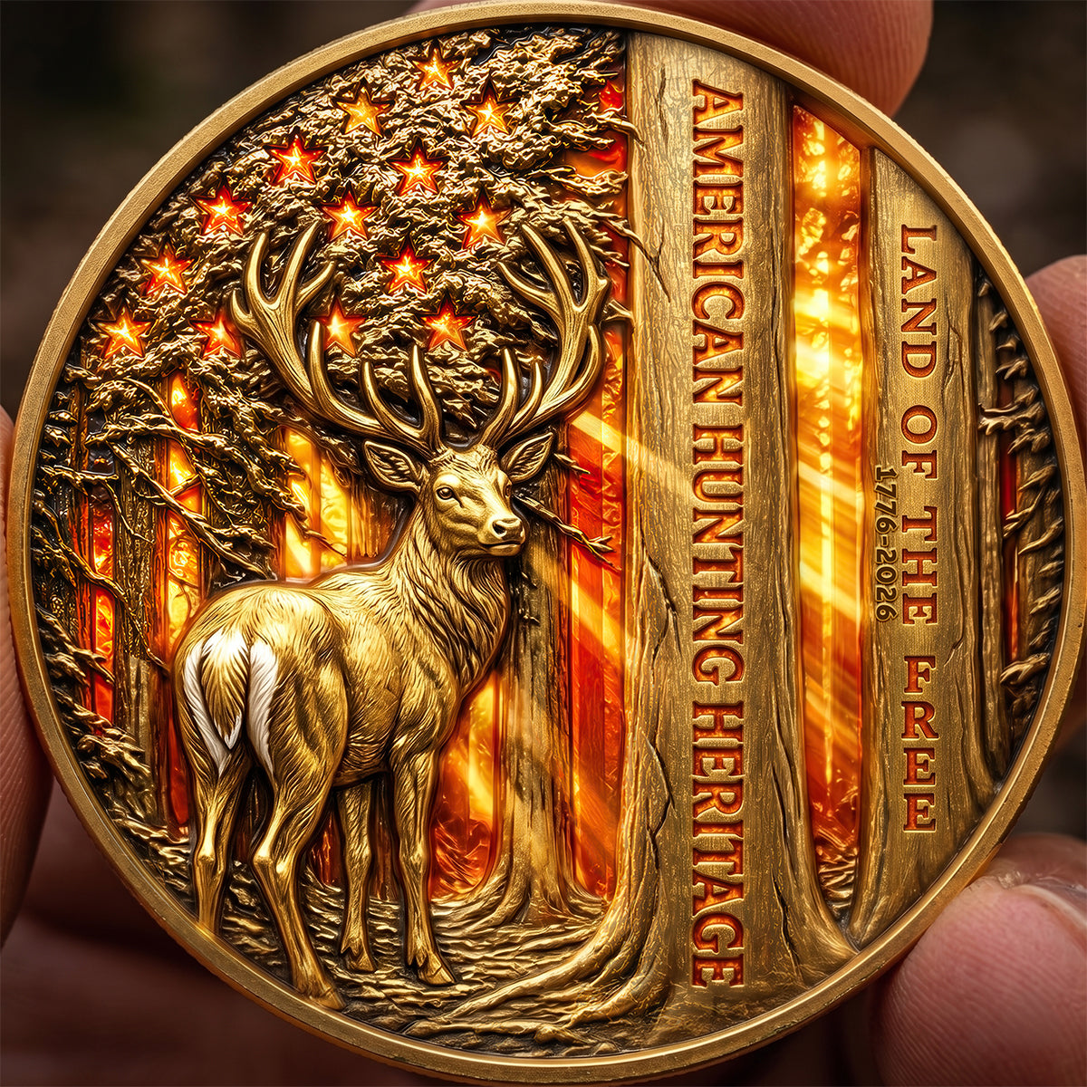Free Deer In American Forest Coin, Personalized Gifts For Deer Hunter 02qhdt260526 - Coin - GoDuckee
