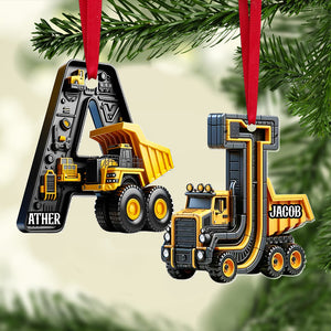 Custom Alphabet Letter Gifts For Construction Truck Lovers Christmas Ornament 03xqtn241024 - Ornament - GoDuckee