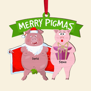 Personalized Gifts For Couple Wood Ornament 02ohqn021024 Funny Pig Couple - Ornament - GoDuckee