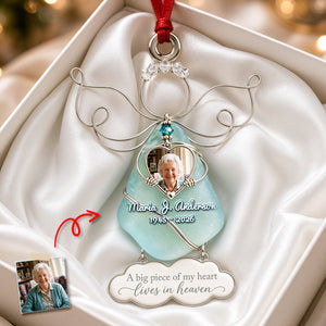 Angel Heaven Seaglass Ornament - Personalized Gifts For Remember Christmas Ornament 04NADH290926