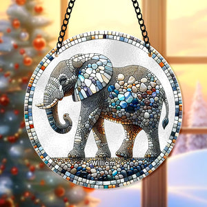 Personalized Gift For Christmas Gravel Elephant Suncatcher Ornament 63ACQN290824 - Ornament - GoDuckee