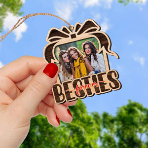 Besties Forever Personalized Wood Ornament - Upload Besties' Image - Ornament - GoDuckee