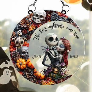 Personalized Halloween Gifts For Couple Suncatcher Ornament 03nadc210824 Skull Couple - Ornament - GoDuckee