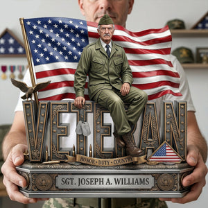 Proud Veteran Custom Photo Acrylic Plaque Tribute 03TYLU060426 - Shaped Plaques - GoDuckee