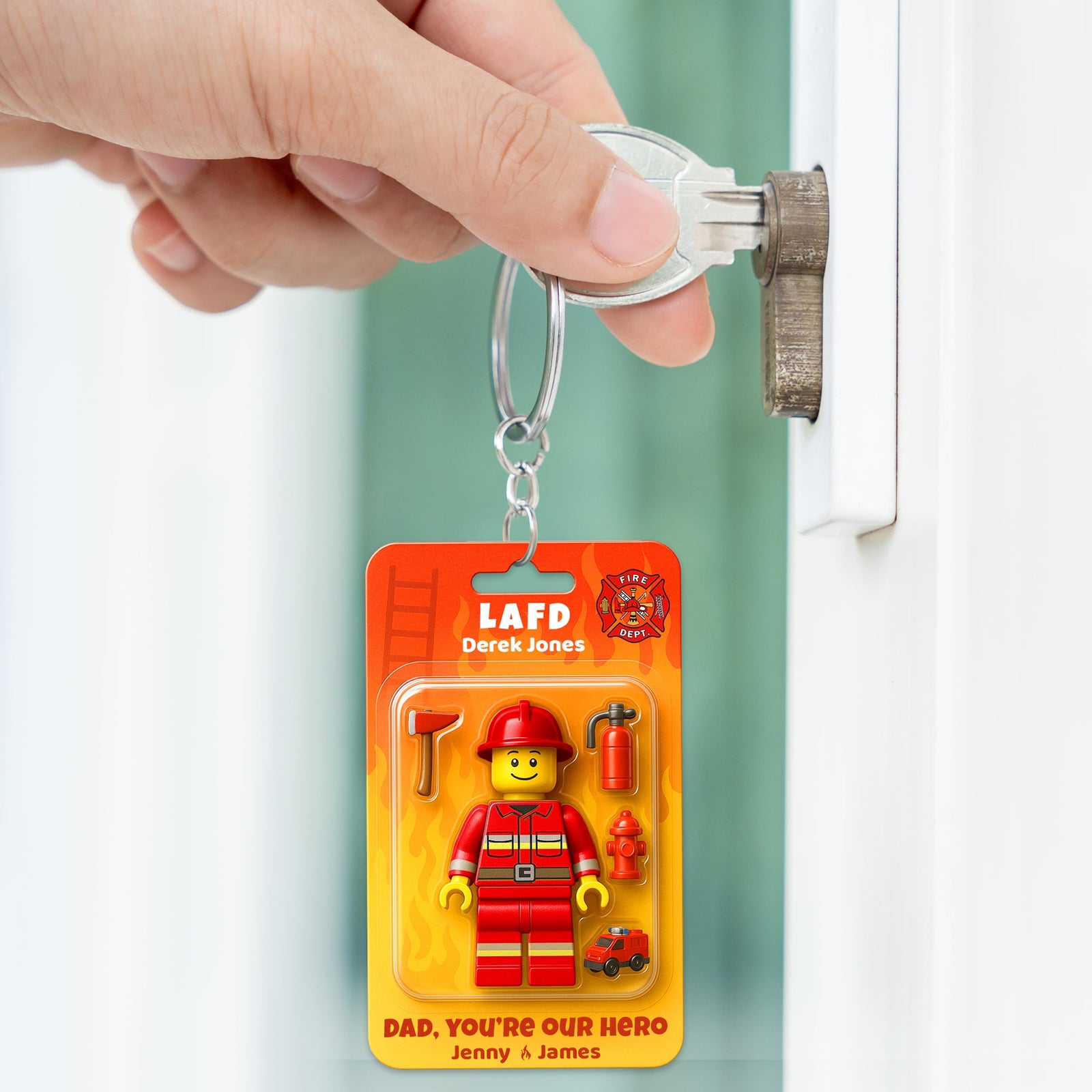 Firefighter Dad Keychain Personalized Gifts For Dad 01NADT250425 - Keychains - GoDuckee