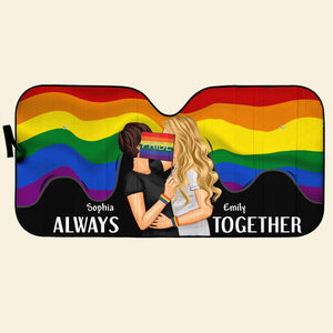 Personalized Gifts For Couple Windshield Sunshade 04OHQN190624 Kising LGBT Couple - Doormat - GoDuckee