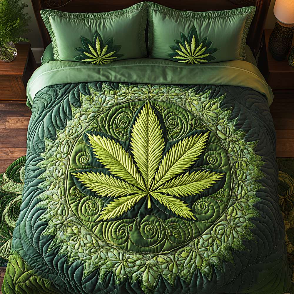 Tropical Leaf Harmony Quilt Bedding Set - Gift For Weed Lovers 051TGLU090625 - Blanket - GoDuckee
