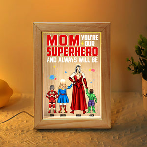 Personalized Gifts For Mom Light Frame You're Our Superhero And Always Will Be 03NATN190124PA Mother's Day Gifts - Canvas Print - GoDuckee