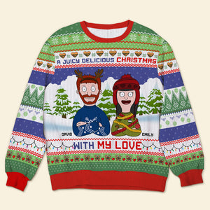 Personalized Gifts For Couple Ugly Sweater, Juicy Delicious Christmas 01tgqn291024hg - Ugly Christmas Sweater - GoDuckee