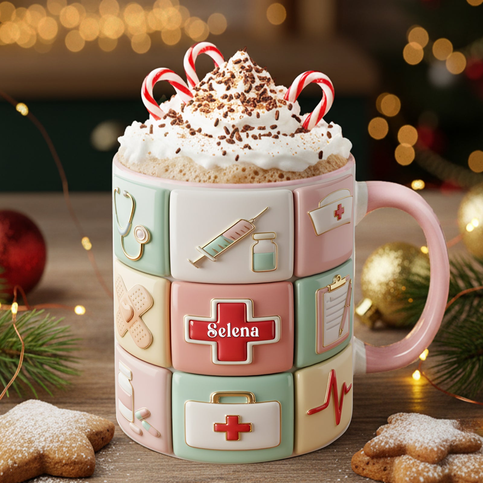 Medical Patchwork Accent Mug - Personalized Gifts For Nurses 01TOLU281025 - Coffee Mug - GoDuckee