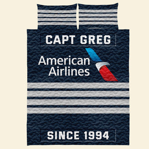 Personalized Gift For Pilot Quilt Bedding Set, Custom Rank & Airline Logo 04QHQN080125 - Blanket - GoDuckee