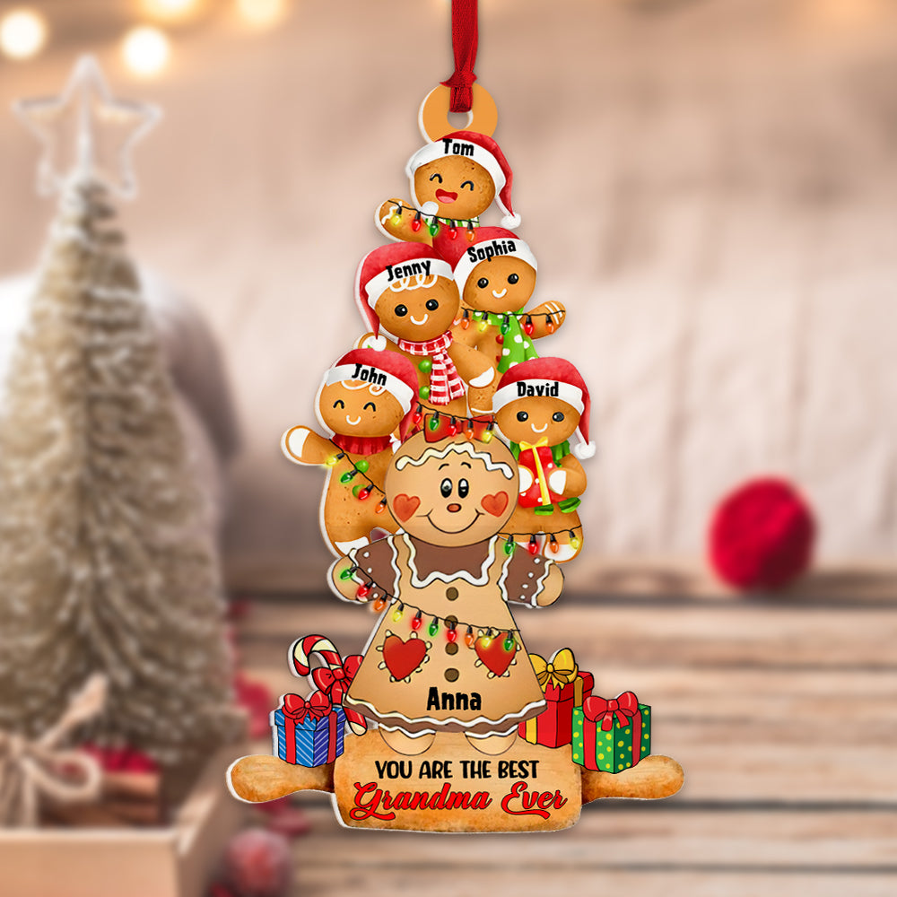 Gingerbread Grandma Personalized Custom Shape Ornament, Christmas Gift For Grandma - Ornament - GoDuckee
