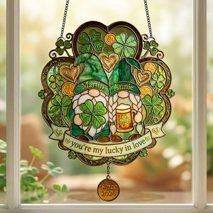 Lucky In Love - Personalized Gifts For Couple Suncatcher Ornament 04PAMG100226 - Ornament - GoDuckee