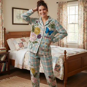 Floral Garden Therapy Pajama Set - Personalized Gift For Gardeners 06PALU251125 - Pajama Set - GoDuckee