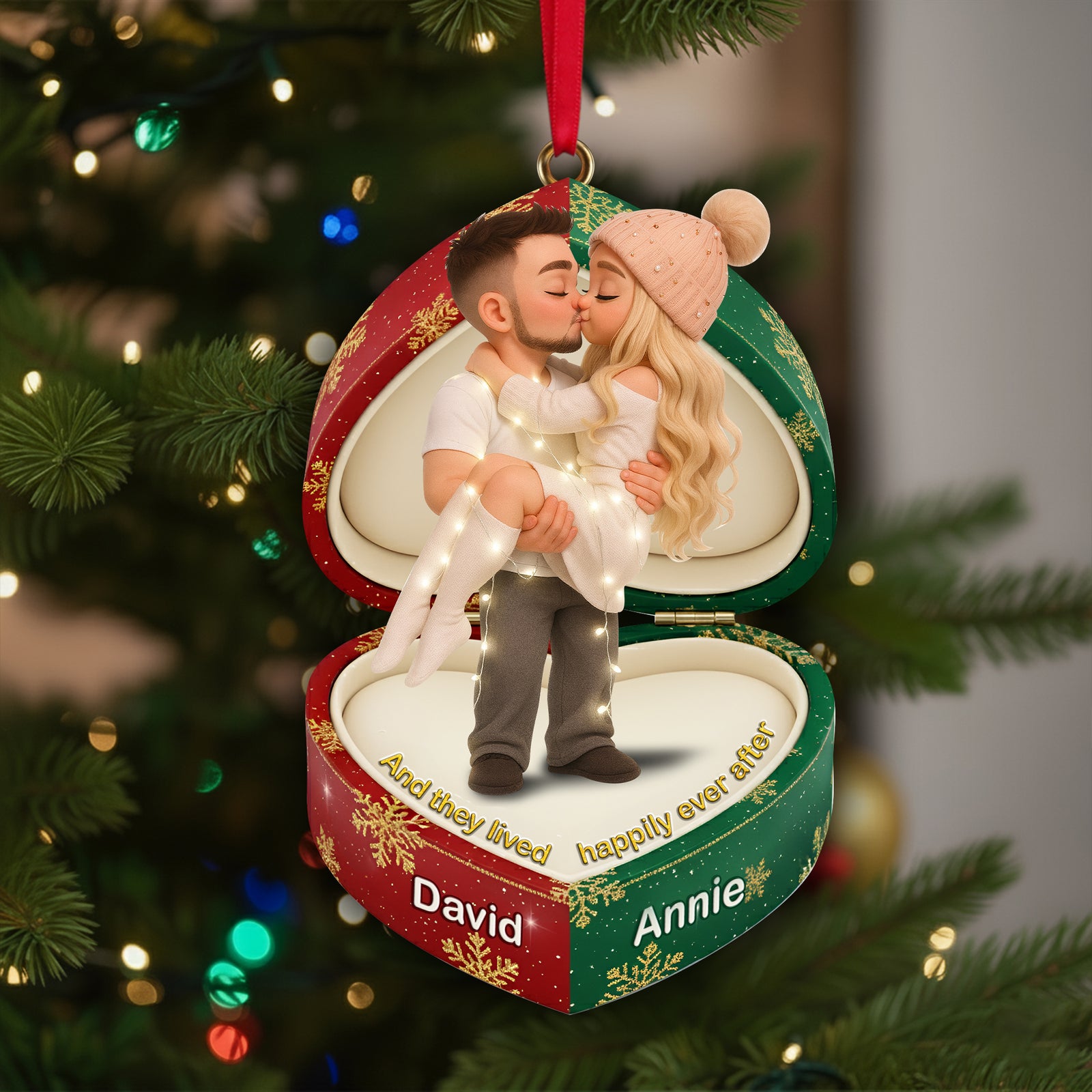 Sweet Box Couple Ornament - Personalized Custom Photo Gift For Couples 08PGLU240925 - Ornament - GoDuckee