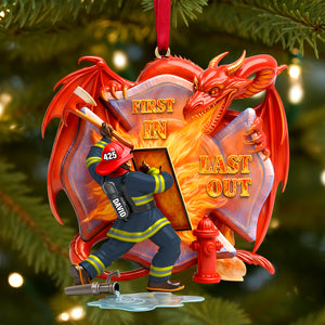 Firefighting With Dragon Acrylic Ornament - Personalized Gifts For Firefighter 04QHTN101125 - Ornament - GoDuckee