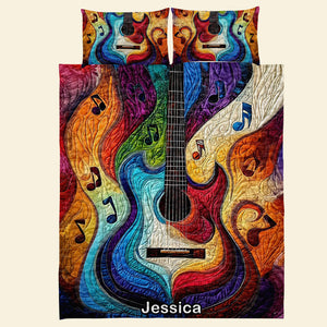 Personalized Colorful Rainbow Guitar For Guitar Lovers Quilt Bedding Set Special Line 07QNQN301224 - Blanket - GoDuckee
