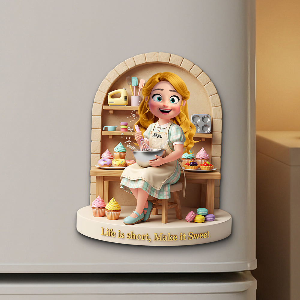 Sweet Baking Girl Fridge Magnet - Personalized Gift For Bakers 01PGTA061225 - Fridge Magnet - GoDuckee