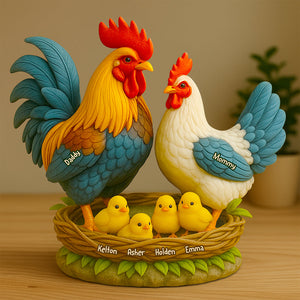 Chicken Family Acrylic Plaque Personalized Gifts For Dad 05XQDT030525 - Shaped Plaques - GoDuckee