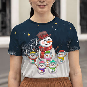 Personalized Gifts For Grandma 3D Shirt, Snowman Grandkids 01NAPU060824 - AOP Products - GoDuckee