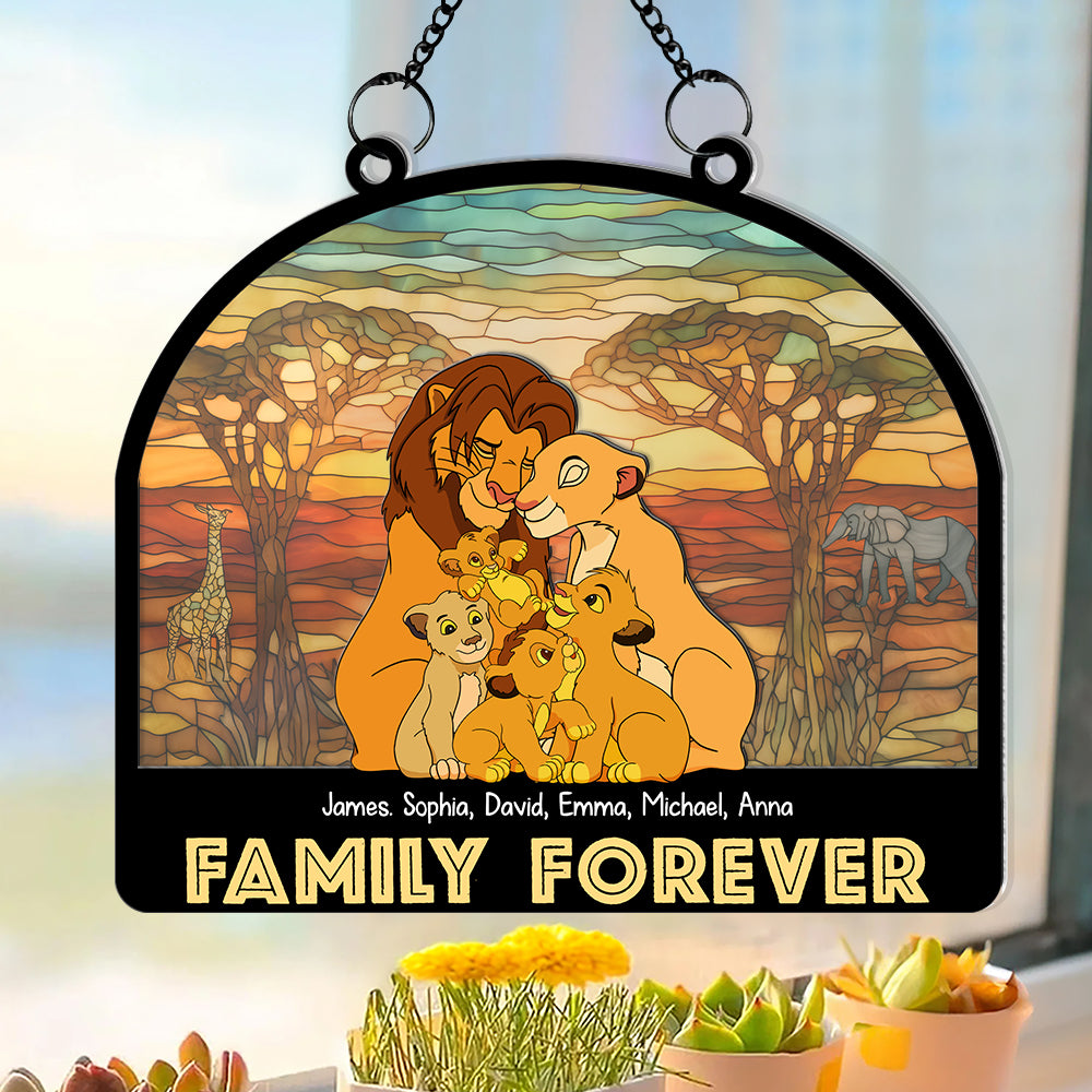 Personalized Gifts For Family Suncatcher, Lion Family Forever 02qhdc120824hg - Ornament - GoDuckee