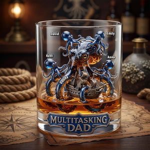 Ancient Octopus Dad Round Glass - Personalized Gifts For Drinking Dads 05QHQN150526 - Glass - GoDuckee
