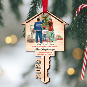 New Memories New Home New Beginnings, Personalized Wood Ornament Christmas Gift For Family - Ornament - GoDuckee