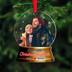 Our First Christmas Together, Personalized Custom Photo Ornament, Christmas Gift For Couple - Ornament - GoDuckee