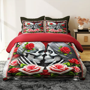 Personalized Gifts For Skull Couple Quilt Bedding Set 03OHTN100125 - Blanket - GoDuckee