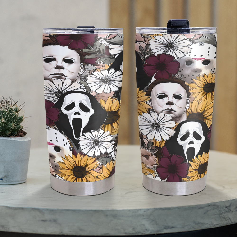 Gifts For Horror Fan Tumbler Floral Horror Killer Characters 10acxx050824 - Tumbler Cup - GoDuckee