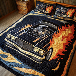 Flaming Muscle Car Quilt Bed Set Special Line - Personalized Gift For Racing Lovers 02TGLU120725 - Blanket - GoDuckee