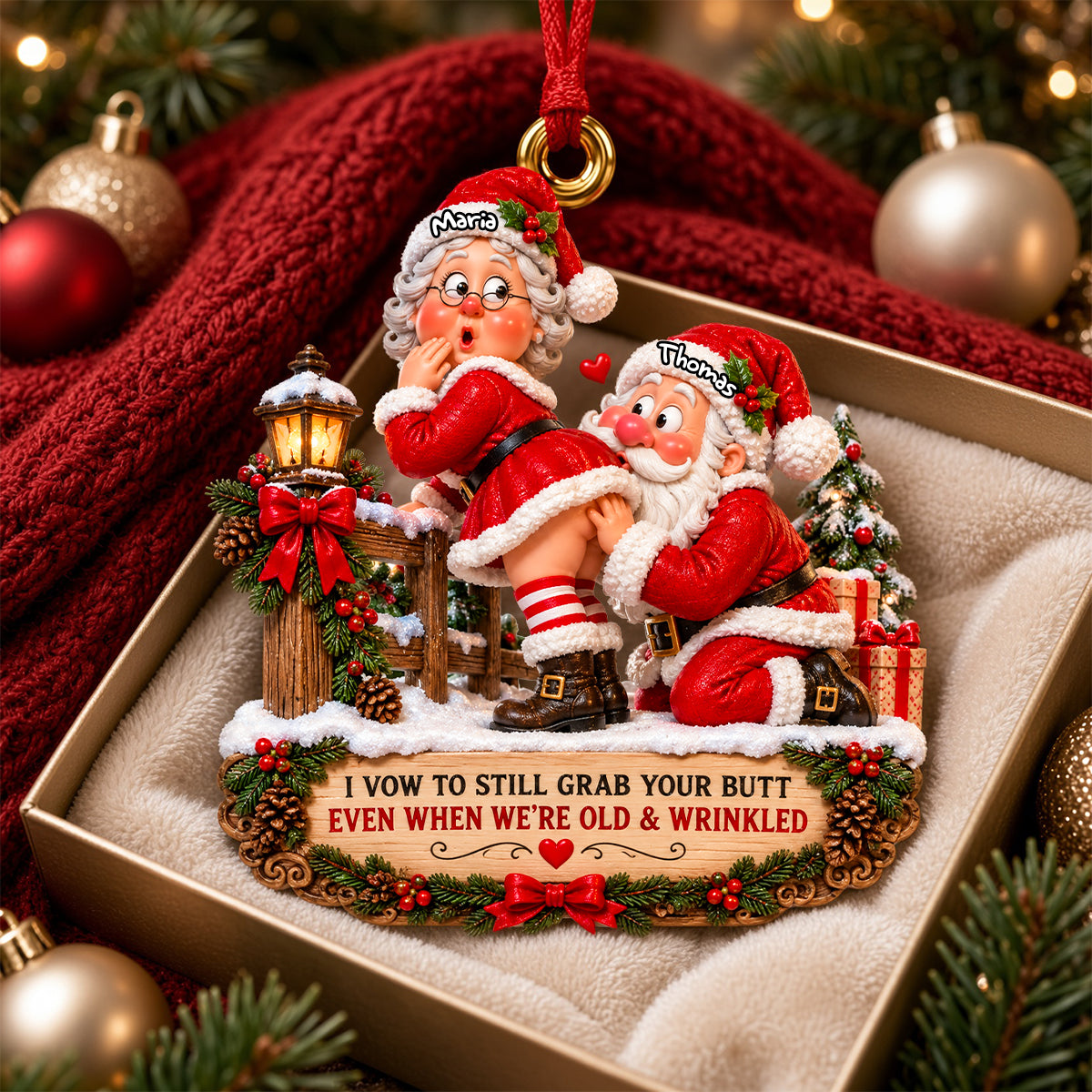 Sweet Santa Couple Ornament - Personalized Christmas Gift For Couples 01NADH260926 - Ornament - GoDuckee