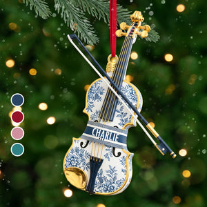 Violin Toile de Jouy Ornament - Personalized Gifts For Violin Lover Christmas Ornament 02PGMG131025 - Ornament - GoDuckee