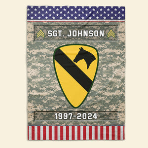 US Military Blankets - Rank Insignia & Division - Custom Name Gifts For Veteran, Soldiers - Blanket - GoDuckee