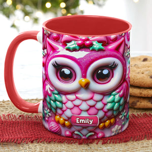 Personalized Gifts For Owl Lovers, Accent Mug 3D Christmas Owl 01HUMH190824 - Coffee Mug - GoDuckee