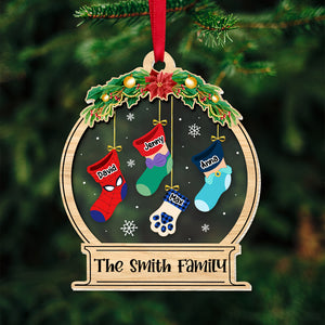 Christmas Family Socks 03NATN011123 Ornament, Personalized 2 Layer Mix Ornament, Christmas Gifts - Ornament - GoDuckee