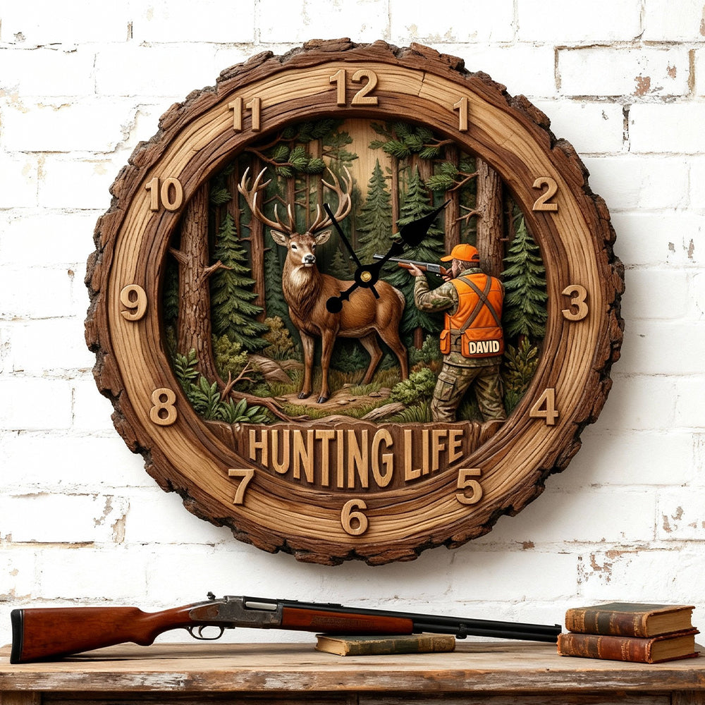 Personalized Gifts For Hunters Acrylic Hanging Wall Clock 03HUTN231225 - Hanging Wall Clock - GoDuckee